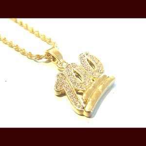 #100 Iced out Gold Plated 24" Fashion Pendant